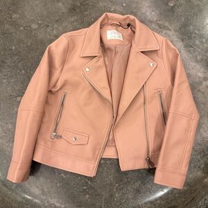 Zara Blush Pink Leather Moto Jacket